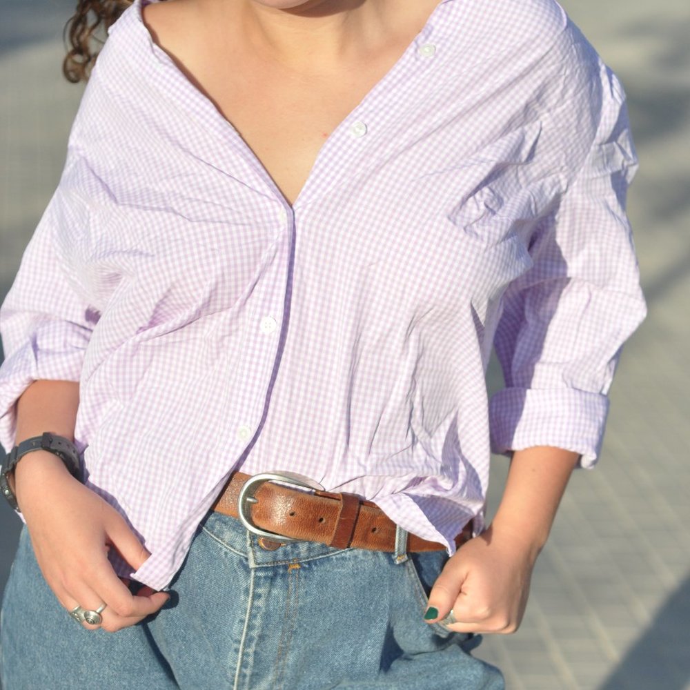 Light Purple Gingham Button Down - image 2